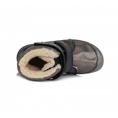 D.D. step dievčenská detská celokožená zimná obuv Barefoot W063-829A